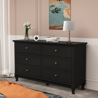 6-Drawer Dresser for Bedroom Display Wood Storage Chest of 6 Drawers Cabinet
