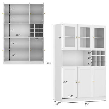 Large Food Pantry Kitchen Cupboard Cabinet Organizer with Wine Holders –  FUFUGAGA