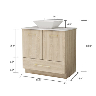 Modern Bathroom Vanity Cabinet with White Stone Vessel Sink