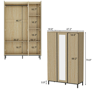 Bedroom Armoire with Large Storage Armoire Wardrobe Closet with Mirror
