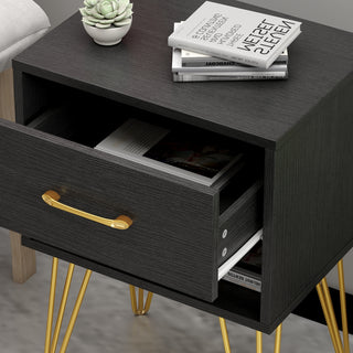 End Table Nightstand Dresser Mini Sofa Side Table with Gold Legs for Bedroom